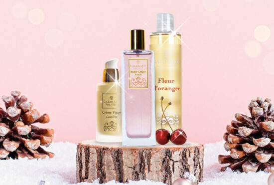 Crème visage de la gamme "Lumière", parfum féminin Ruby Chéri, gel douche fleur d'oranger