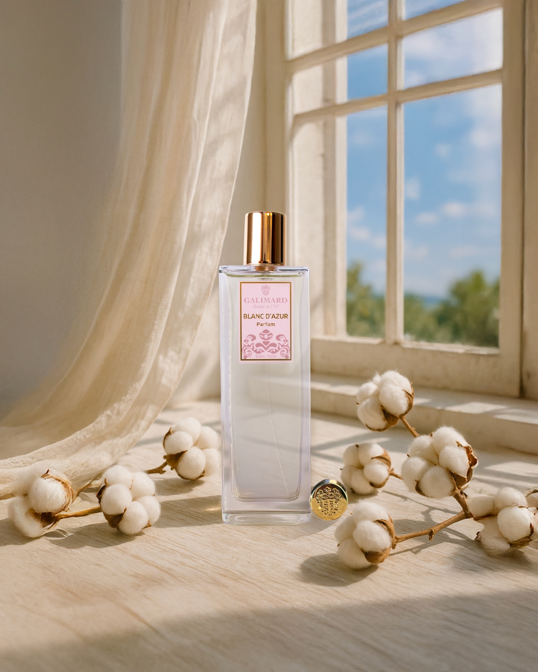 Nouveau parfum "clean scent" Blanc d'Azur créé par la Maison de Parfums Galimard